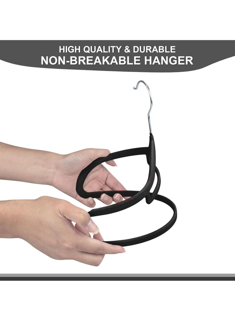 10 Pcs Clothes Hangers, Non-Slip Adult Hangers with Notched Back Brackets, 360 Degree Swivel Hook, Suitable for Jackets, Suits, Dresses, Ties, Scarf Rings (Black)