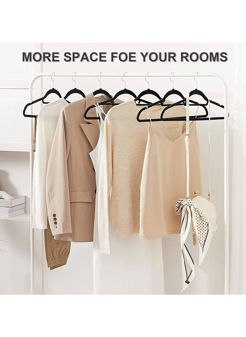 10 Pcs Clothes Hangers, Non-Slip Adult Hangers with Notched Back Brackets, 360 Degree Swivel Hook, Suitable for Jackets, Suits, Dresses, Ties, Scarf Rings (Black)