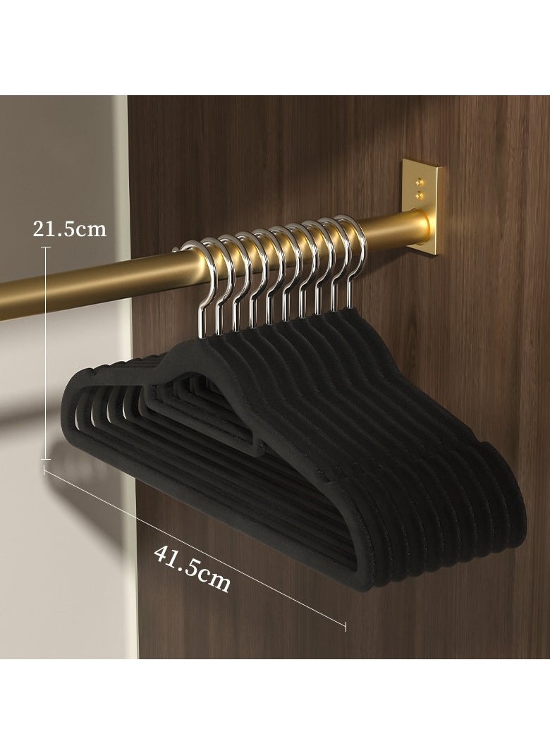 AUTOYSUR 10 Pcs Clothes Hangers, Non-Slip Adult Hangers with Notched Back Brackets, 360 Degree Swivel Hook, Suitable for Jackets, Suits, Dresses, Ties, Scarf Rings (Black)  - Image 1