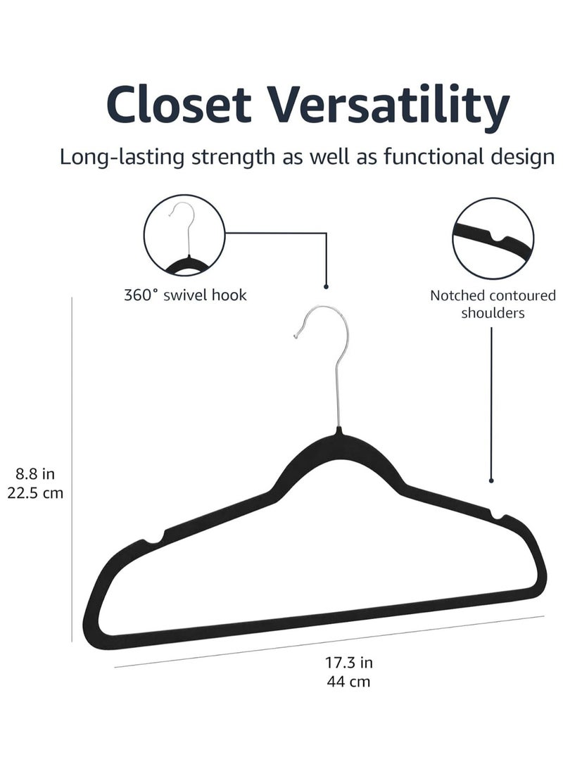 AUTOYSUR 10 Pcs Clothes Hangers, Non-Slip Adult Hangers with Notched Back Brackets, 360 Degree Swivel Hook, Suitable for Jackets, Suits, Dresses, Ties, Scarf Rings (Black)  - Image 3