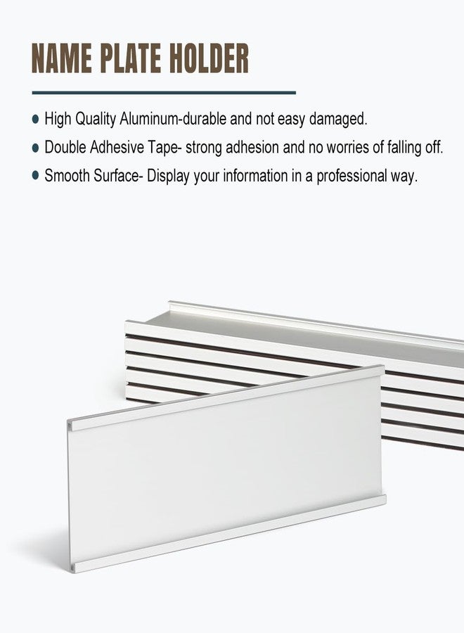Lenink 6 Pack Name Plate Holder, Wall Mount Office Door Name Plate Holder for Meeting Room, Business Department, Warning Area 8” X 2” (Silver) - Image 2