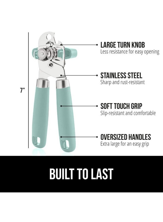 Gorilla Grip The Original GORILLA GRIP Heavy Duty Stainless Steel Smooth Edge Manual Can Opener and Bottle Openers, Soft Ergonomic Handle, Oversized Handheld Easy Turn Knob, Multifunctional Kitchen Tool, Mint - Image 2