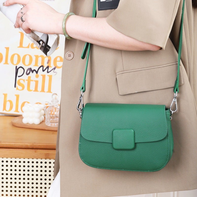 Women'S Leather Bag Niche Design Sense Small Square Bag Women'S Crossbody High-Grade Shoulder Bag Cowhide Togo Underarm Bag M201 - Image 1