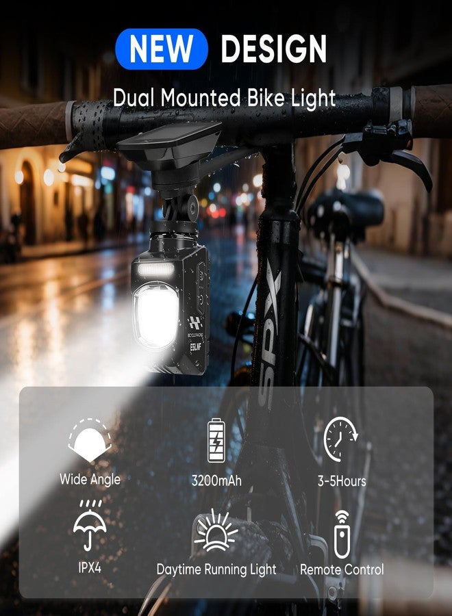 Suruid Bike Lights for Night Riding, Cutoff Line Bicycle Light with Remote Control, 1200 Lumens USB Rechargeable Bike Headlight, Waterproof Safety Bike Front Light for Road, Mountain Bikes, Black - Image 2