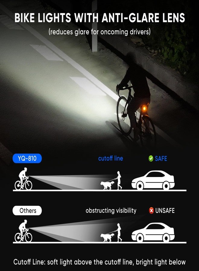 Suruid Bike Lights for Night Riding, Cutoff Line Bicycle Light with Remote Control, 1200 Lumens USB Rechargeable Bike Headlight, Waterproof Safety Bike Front Light for Road, Mountain Bikes, Black - Image 5