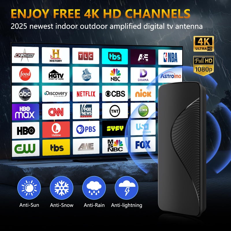 Yimayinu 2025 Upgraded TV Antenna for Smart TV, Indoor/Outdoor Digital Antenna for Local Channels, HD 4K Support, Amplified Signal Booster, Clear Reception for 1080p 4K TVs - Image 2