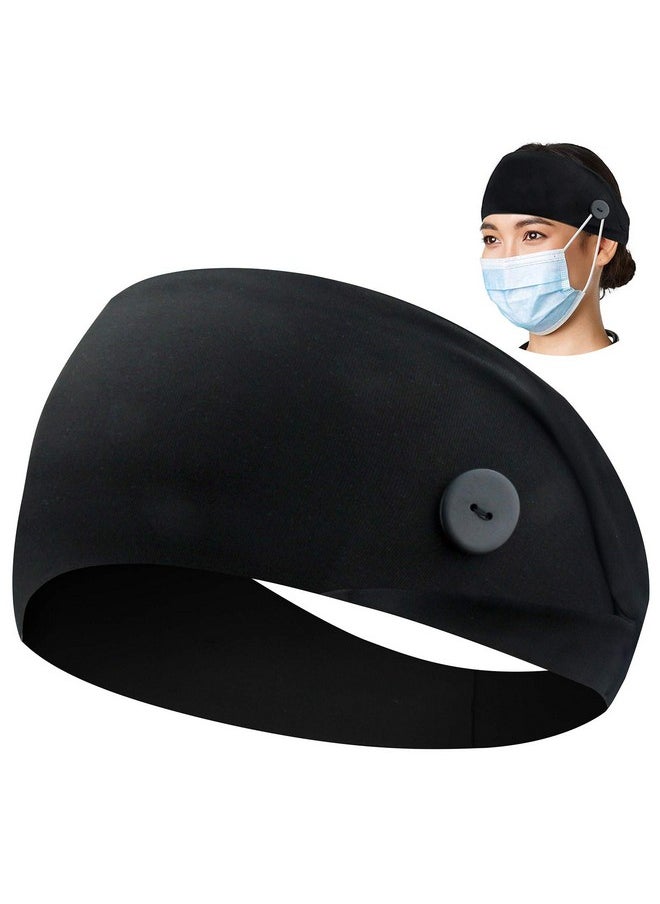 ABAMERICA Bamerica Headbands With Button For Mask Wide Nurses Headbands Non Slip Elastic Ear Protection For Women Men Doctors Sweatband Headband (Button 1 Pack Color05)  - Image 1