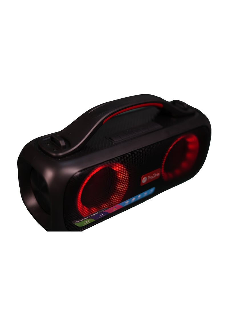 ProOne ProOne PSB4903 Portable Wireless Bluetooth Speaker | 3000mAh Battery | TWS, RGB Lights, FM, Big Bass | IP5 Water-Resistant – Black  - Image 1