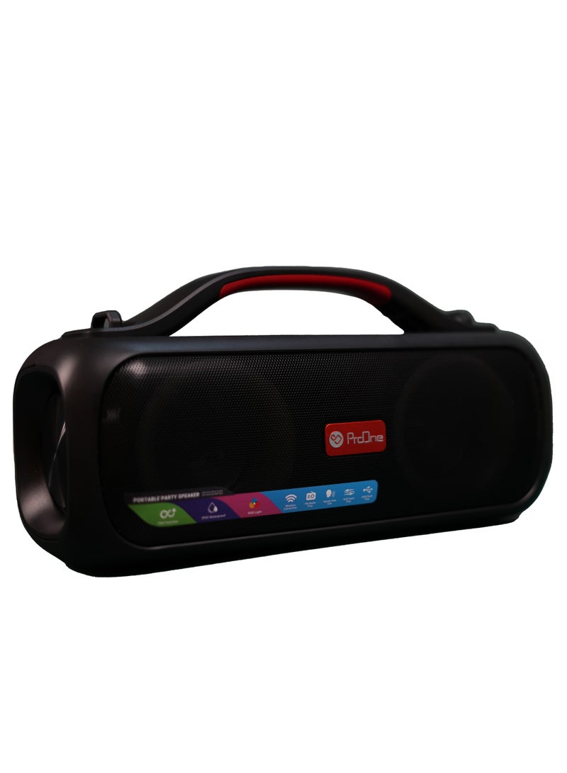 ProOne ProOne PSB4903 Portable Wireless Bluetooth Speaker | 3000mAh Battery | TWS, RGB Lights, FM, Big Bass | IP5 Water-Resistant – Black  - Image 5
