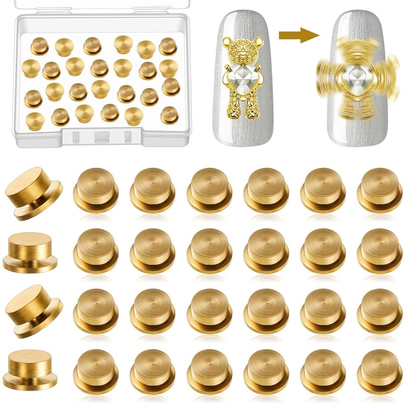 Leelosp 30 Pieces Spinning Nail Charms Nail Art Rotating Charm Rotating Bearing Art Tool Rings Jewelry Rotating Tools 3D for Women Girls Crafting Jewelry Accessories Gold(30 Pieces) 