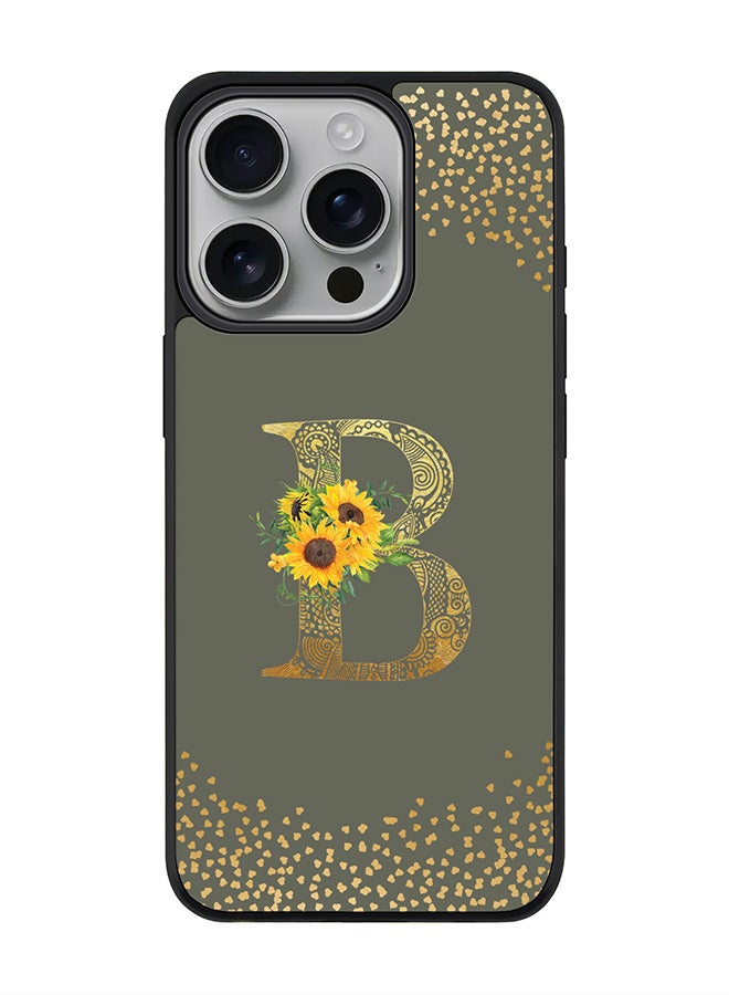 Stylizedd For iPhone 16 Pro Case [Compatible with MagSafe] Slim Magnetic cover Phone Case iPhone 16 Pro -Custom Floral Monogram - B (Olive Green ) - Image 1