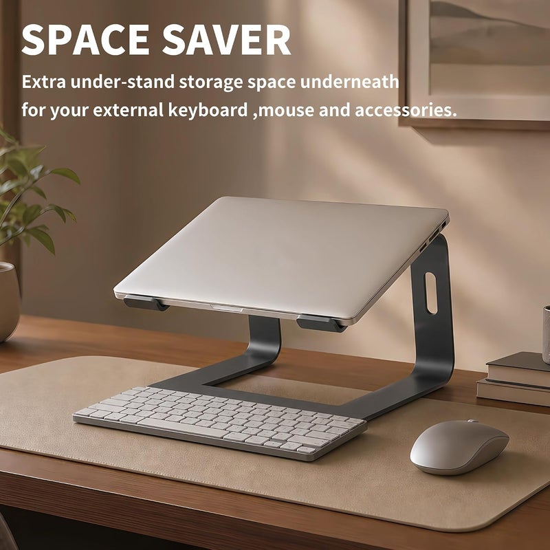 Orionstar حامل كمبيوتر محمول من الألومنيوم المحمول، متوافق مع أجهزة Apple Mac MacBook Air Pro من 10 إلى 15.6 بوصة، حامل قابل للفصل ومريح، أسود - Image 5