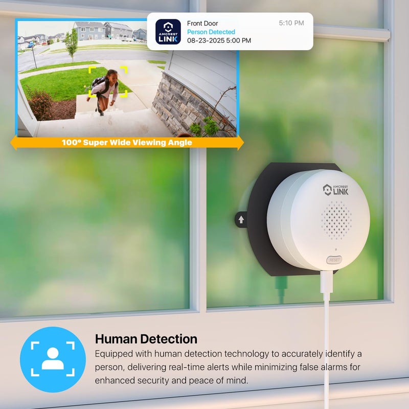 Amcrest Link 3MP 2K Window Camera, 2.4GHz&5GHz WiFi Indoor Camera, AI Human & Motion Detection, Wide Angle 100Â° FOV, Night Vision, 2-Way Audio, Wired Power, Supports MicroSD Upto 128GB - Image 4