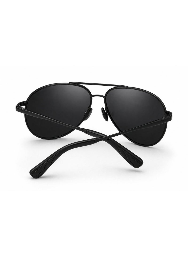Men Black Metal Aviator Polarized Sunglasses UV400 Outdoor Driving Eyewear - Image 4