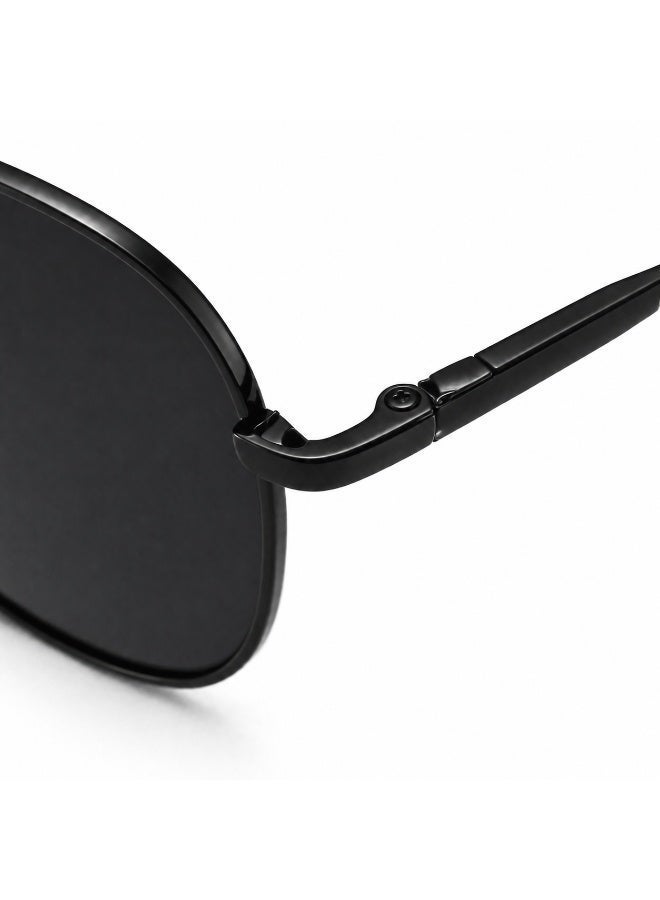 Men Black Metal Aviator Polarized Sunglasses UV400 Outdoor Driving Eyewear - Image 5