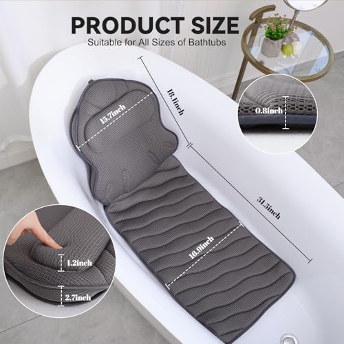 Idle Hippo Extra Thick Full Body Bath Pillows for Bathtub- Luxury Bath Cushion for Head, Neck and Back Support, Soft Bath Pillow for Tub, Comfort Relaxation Spa Gifts Bathtub Accessories for Women - Image 5