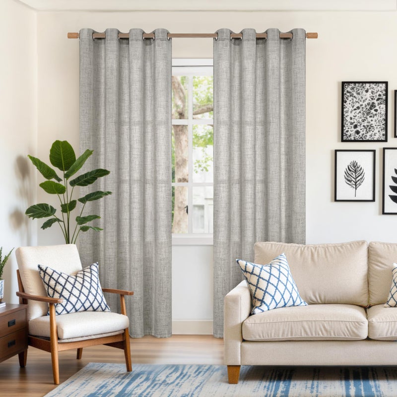 YoungsTex Dark Grey Linen Curtains 84 Inch Length 2 Panels, Light Filtering Semi Sheer Window Treatments with Bronze Grommet Privacy Textured Drapes for Living Room Bedroom Dining, 52 X 84 Inch - Image 3