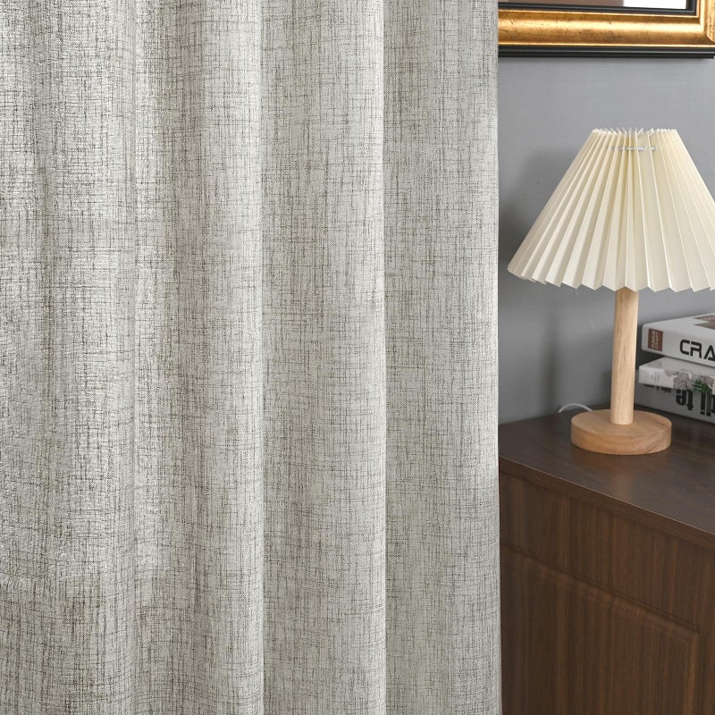 YoungsTex Dark Grey Linen Curtains 84 Inch Length 2 Panels, Light Filtering Semi Sheer Window Treatments with Bronze Grommet Privacy Textured Drapes for Living Room Bedroom Dining, 52 X 84 Inch - Image 5