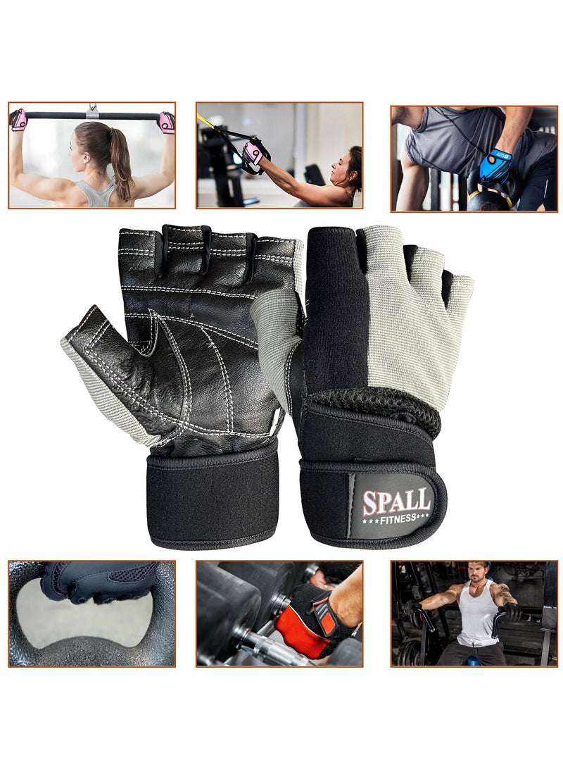 Spall - Weight Lifting Leather Gloves Short Strap Power LIfting Gloves Strong Grip Exercise Fitness Strengthen Gloves Home Gym - Image 1