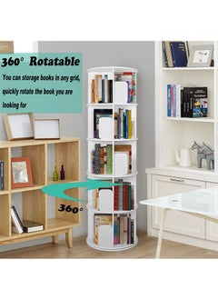  CityRiya-Long رفوف الكتب الدوارة عرض 360 درجة عمودي رفوف الكتب للأطفال الكبار الخشب الصلب رفوف الكتب  - Image 4
