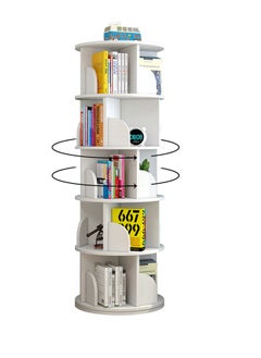 5 Tier Bookshelf Rotating Bookcase 360°Display Book Shelves Standing Shelf Storage Organizer Solid Wood Shelf Book Case for Kids Adults