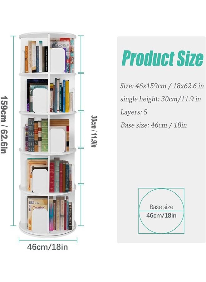  CityRiya-Long - رفوف الكتب الدوارة عرض 360 درجة عمودي رفوف الكتب للأطفال الكبار الخشب الصلب رفوف الكتب - Image 1