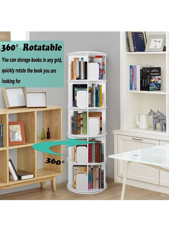  CityRiya-Long - رفوف الكتب الدوارة عرض 360 درجة عمودي رفوف الكتب للأطفال الكبار الخشب الصلب رفوف الكتب - Image 1