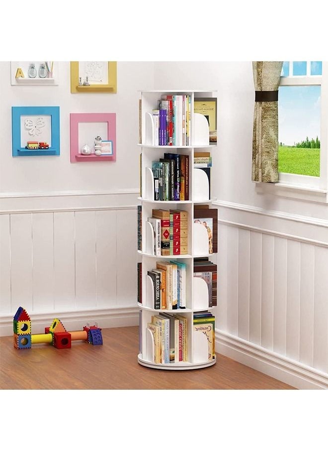  CityRiya-Long - رفوف الكتب الدوارة عرض 360 درجة عمودي رفوف الكتب للأطفال الكبار الخشب الصلب رفوف الكتب - Image 1