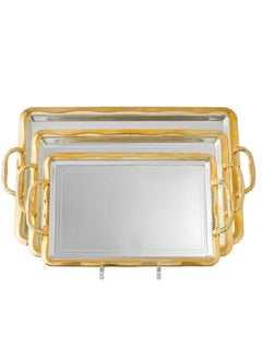 Dania A set of 3 gilded metal trays of different sizes with a sophisticated and beautiful design, suitable for all presentations and occasions.  - Image 1