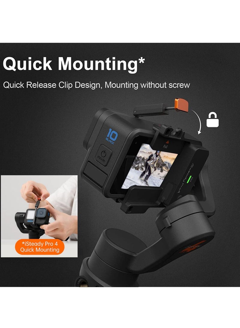 hohem iSteady Pro 4 3-Axis Gimbal Stabilizer for GoPro 13/12/11/10/9 8/7/6/5, for Osmo Action and Other Action Cameras,Support Bluetooth  Cable Control, IPX4 Splash Proof with Tripod - Image 4