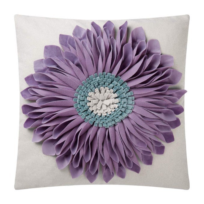 DECORATIVE THROW PILLOW COVER SUNFLOWERS CUSHION CASE HANDMADE FOR HOME SOFA CAR BED ROOM DECOR 18 X 18 INCH TARO PURPLE