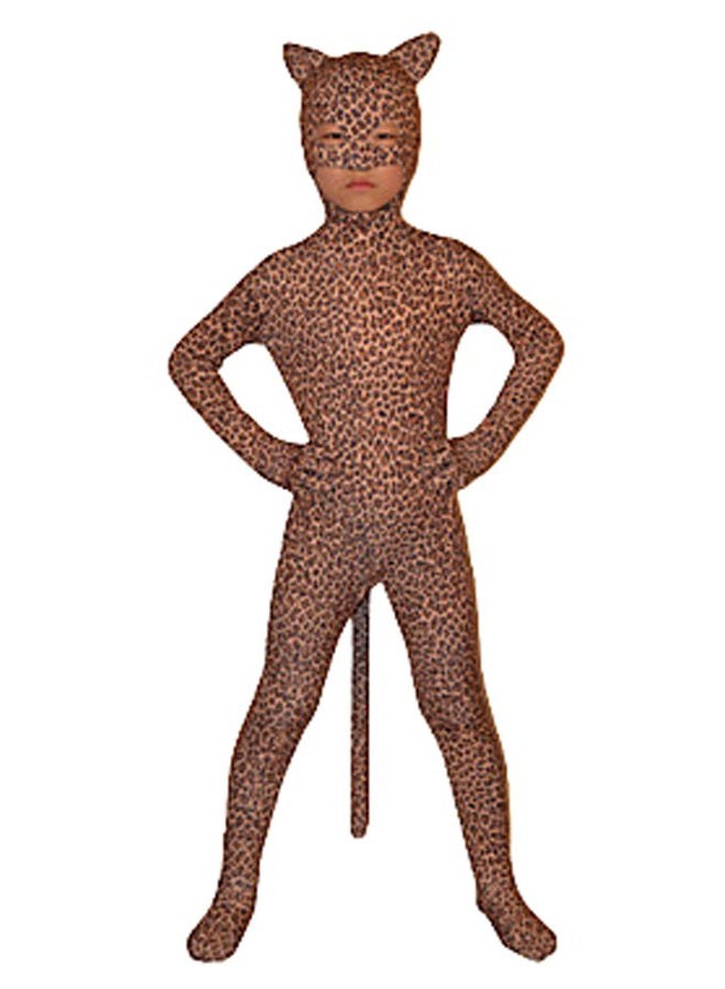 Child Kids Cheetah Leopard Tiger Animal Print Zentai Halloween Costume Bodysuit Jumpsuit Zebra Catsuit Onesie (Kids Small, Leopard)