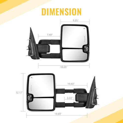 Sanooer Painted Black Towing Mirrors Compatible with 2014-2018 Chevy Silverado GMC Sierra with Switchback Dynamic Turn Light Running Lights Power Glass Backup Heated Pair - Image 5