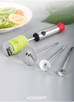 Stainless Steel Vegetable Drill Fruit Corer, Veggie Spiralizer, Twister Set Ergonomic Handle With 4 Sizes for Coring and Hollowing out Zucchini, Potatoes, Carrot