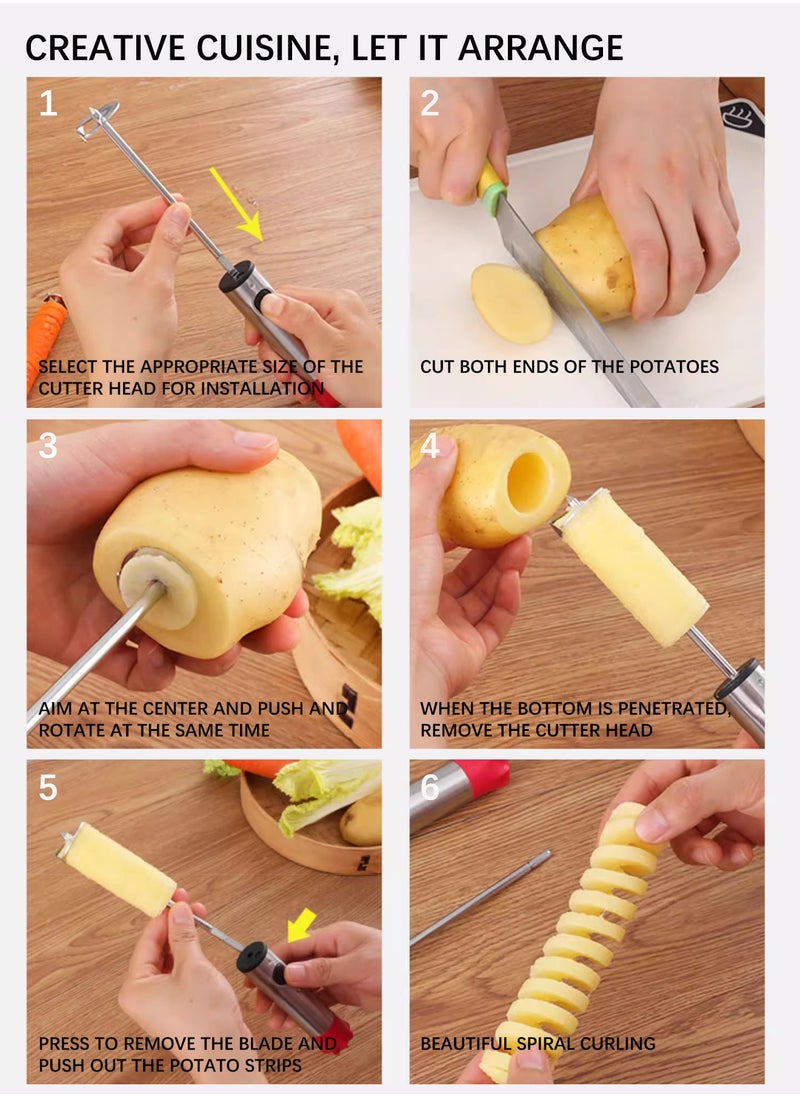HOOGIFFT - Stainless Steel Vegetable Drill Fruit Corer, Veggie Spiralizer, Twister Set Ergonomic Handle With 4 Sizes for Coring and Hollowing out Zucchini, Potatoes, Carrot - Image 1