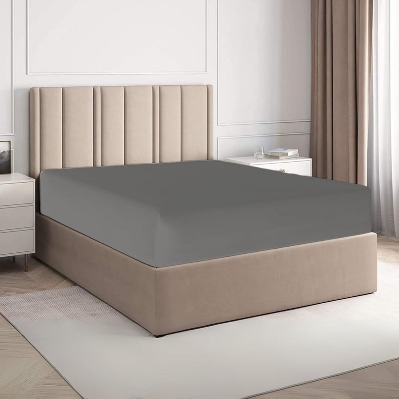 FOAM CRAFT 100% Cotton Fitted Bed Sheet - Twin Size, Grey, 100 x 190cm - Image 1