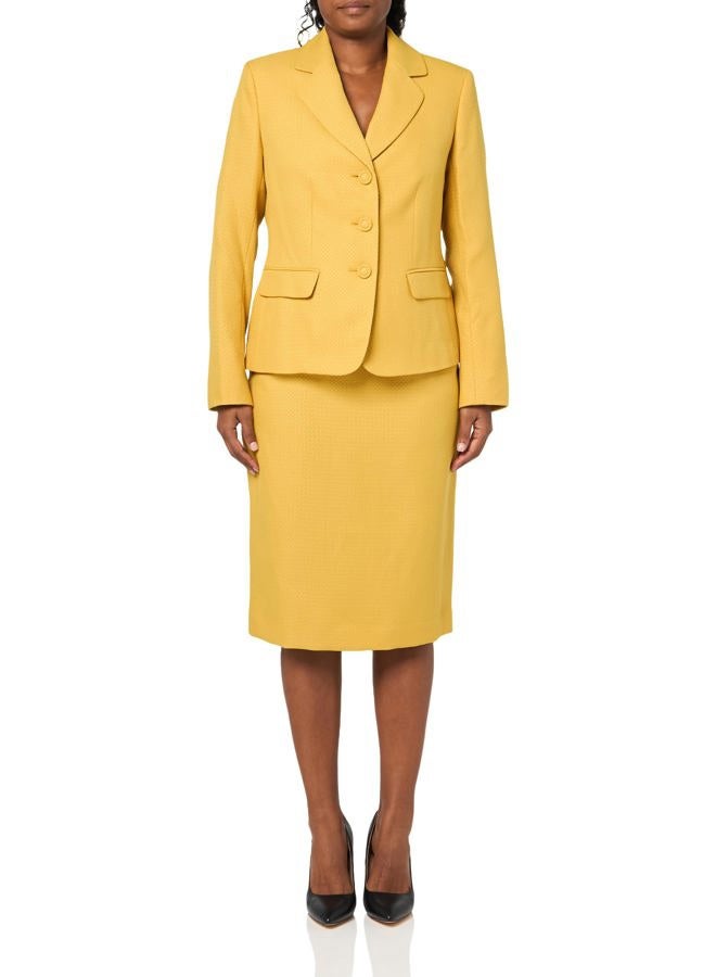 Le Suit Women's Jacket/Skirt Suit, Saffron - Image 1