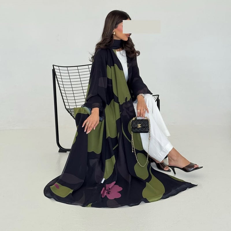 Modest Printed Maxi Dress with Matching Headscarf - Image 3