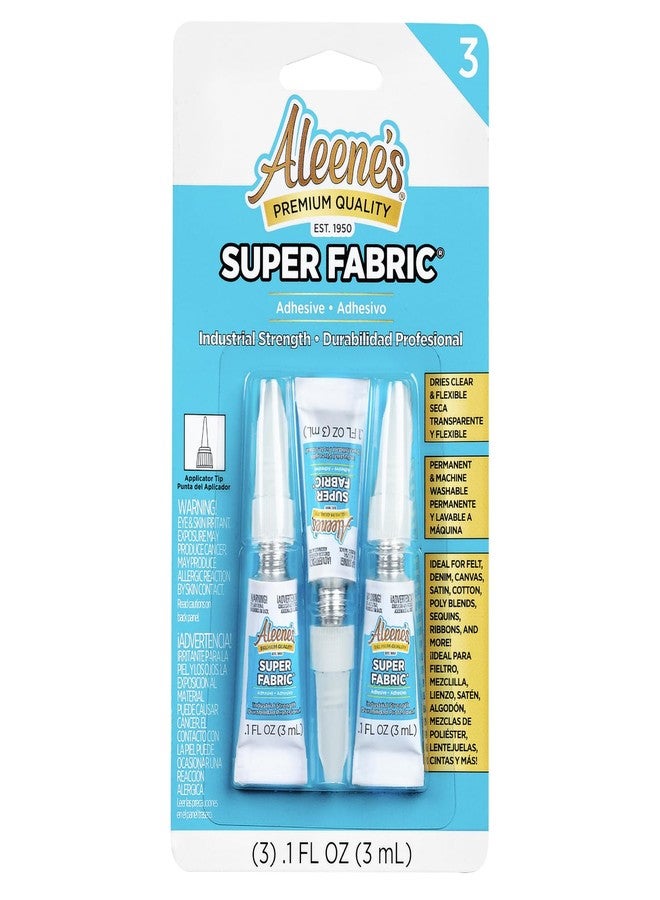 Aleene's Super Fabric Glue, Platinum Bond Adhesive, Super-Strong, Ultra Flexible, Permanent, UV and Waterproof, .1 fl oz 3-Pack - Image 1
