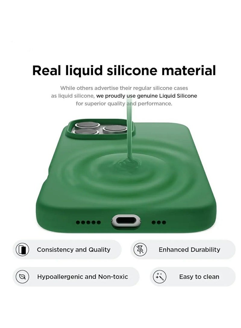 ACLIX Silicone Case Compatible with iPhone 16 Pro, Slim Liquid Silicone Phone Case with 3-Layer Soft Rubber Shockproof TPU Lining, (Alpine Green) - Image 3