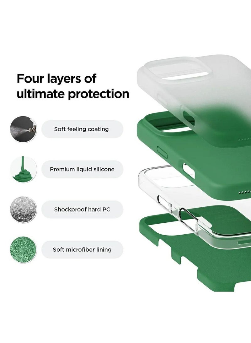 ACLIX Silicone Case Compatible with iPhone 16 Pro, Slim Liquid Silicone Phone Case with 3-Layer Soft Rubber Shockproof TPU Lining, (Alpine Green) - Image 5