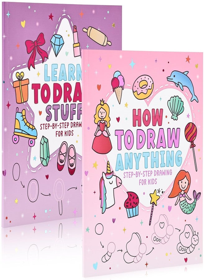 ZICOTO Fun How to Draw Books for Kids Set of 2 - Cute Step by Step Drawing and Coloring Book Gifts for Girls Ages 4-6, 6-8 & 8-12 - Learn to Draw Beautiful Designs with Easy Steps for Little Artists - Image 1