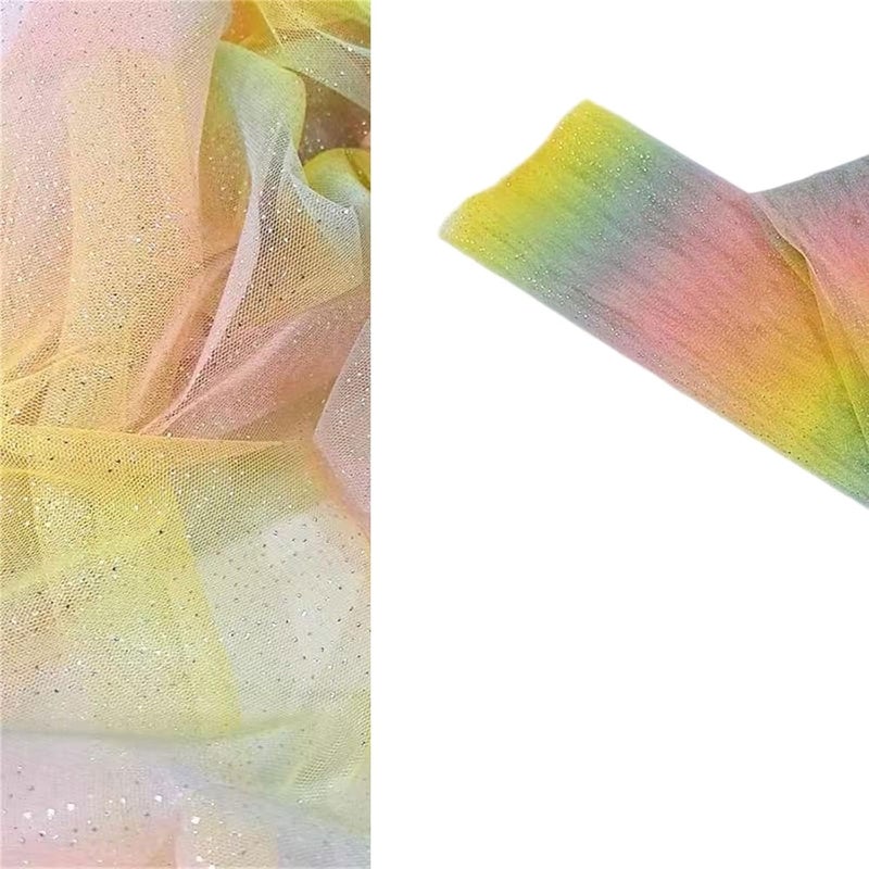 Rainbow Color Shimmering Tulle Fabric Soft Polyester Sheer Fabric 150cm Wide for Evening Gown Dress Clothing Accessories Silver Dot Scintillate Tulle - Image 2