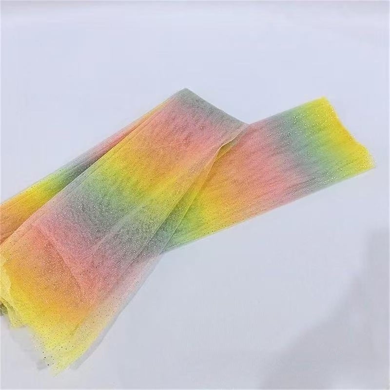 Rainbow Color Shimmering Tulle Fabric Soft Polyester Sheer Fabric 150cm Wide for Evening Gown Dress Clothing Accessories Silver Dot Scintillate Tulle - Image 5