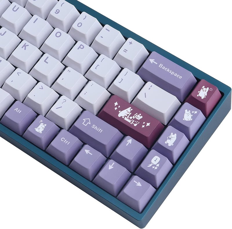 JOMKIZ أغطية مفاتيح PBT، أغطية مفاتيح بتصميم Cherry Profile، 134 مفتاحًا، طباعة تسامي صبغية بتصميم أرنب، مع شريط مسافة 7U، مجموعة أغطية مفاتيح يابانية لمفاتيح Cherry MX، لوحات مفاتيح ميكانيكية بتخطيط أمريكي - Image 1