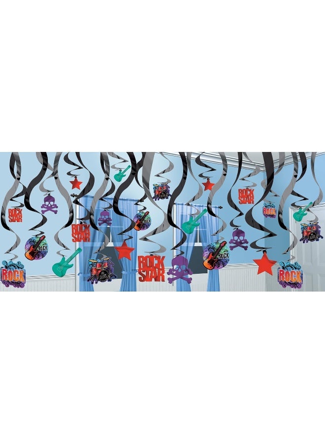 Amscan Hanging Swirl Decorations Rock Star