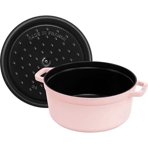 Staub Cast Iron Round Cocotte 5.5-quart-Peony Pink - Image 5
