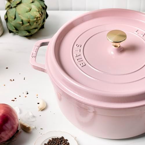 Staub Cast Iron Round Cocotte 5.5-quart-Peony Pink - Image 3