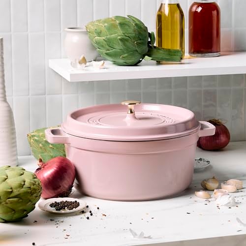 Staub Cast Iron Round Cocotte 5.5-quart-Peony Pink - Image 2
