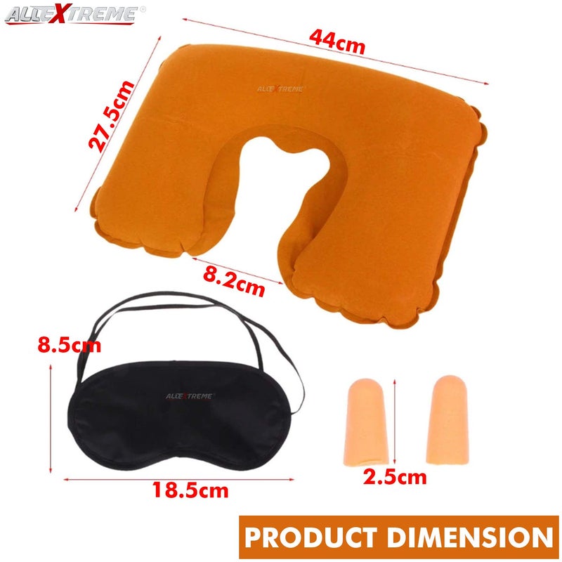 Allextreme AllExtreme EXTNPSM Inflatable Travel Pillow Luxury Memory Foam Neck & Head Support Pillow Soft Sleeping Rest Cushion Include Sleep Mask, Ear Plugs for Airplane Car & Home (Colors may Vary) - Image 2